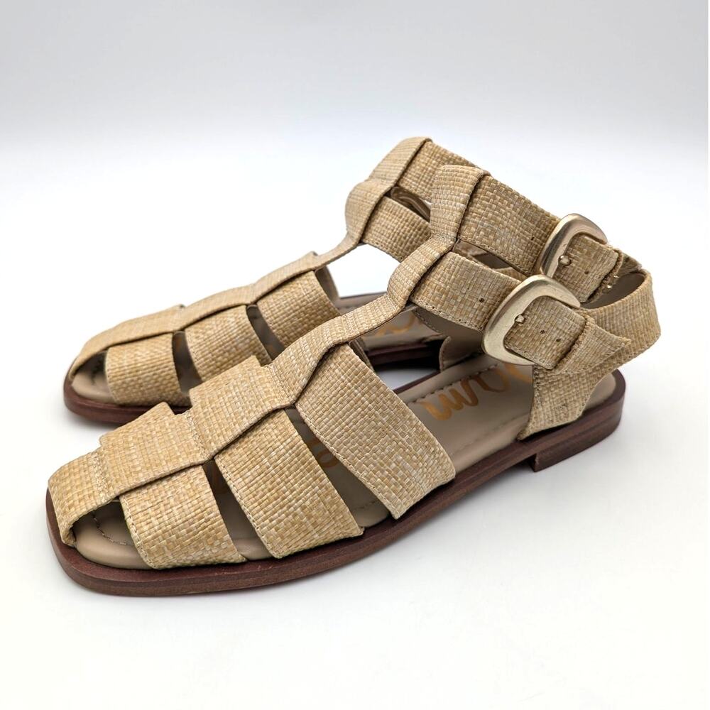 Sam Edelman Dawn Sandals Women's Bleached Beechwood Weave Size US8M EU38.5